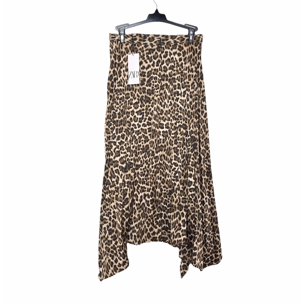 Zara Animal Print Pleated Asymmetrical Midi Skirt - Picture 10 of 10